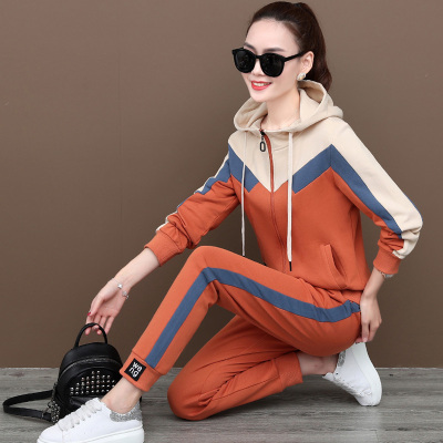 运动套装女春秋2020年新款连帽长袖宽松春秋装运动服休闲外套春季薄款连帽时尚卫衣两件套
