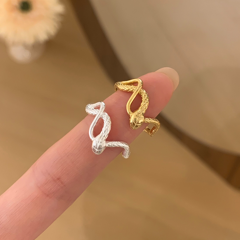 纯银灵蛇戒指女设计小众本命年蛇形饰品可调节食指戒轻奢指环送女朋友老婆情人节七夕生日礼物