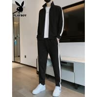 花花公子运动服套装男士2025年秋季开衫立领卫衣卫裤休闲穿搭一套