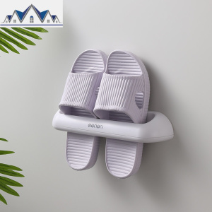 浴室拖鞋架卫生间置物架壁挂墙式免打孔挂钩厕所收纳可折叠式 三维工匠