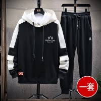 SUNTEK机能风男加绒卫衣运动套装男装一套搭配帅气秋冬季初高中学生潮流卫衣