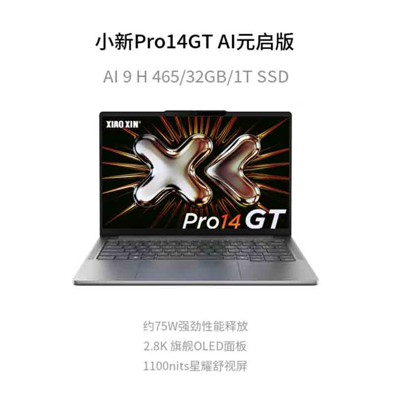 联想(Lenovo)小新Pro14GT AI元启14英寸轻薄笔记本电脑 锐龙AI 9 H 465 32G 1T 2.8K高刷OLED Win11 商用办公家用娱乐学习设计