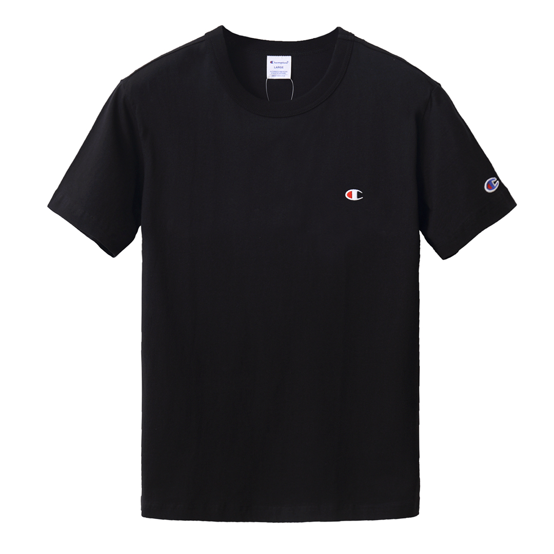 champion 冠军夏季纯棉小标刺绣青春街头圆领短袖男士运动t恤衫