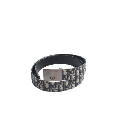  迪奥(Dior)多色徽标棉牛皮拼接男士休闲腰带3 5cm潮流百搭配饰