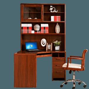 新中式实木书桌书柜电脑桌转角一体书架写字台式书房家具套装组合
