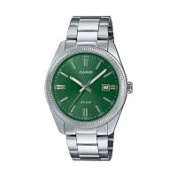 CASIO 男士时尚潮流日韩表MTP1302D-3A三针石英手表 不锈钢绿盘腕表男表