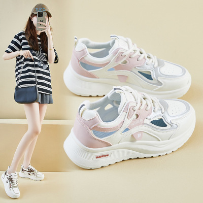 ins潮韩版新款老爹鞋女2025夏季休闲鞋镂空透气增高