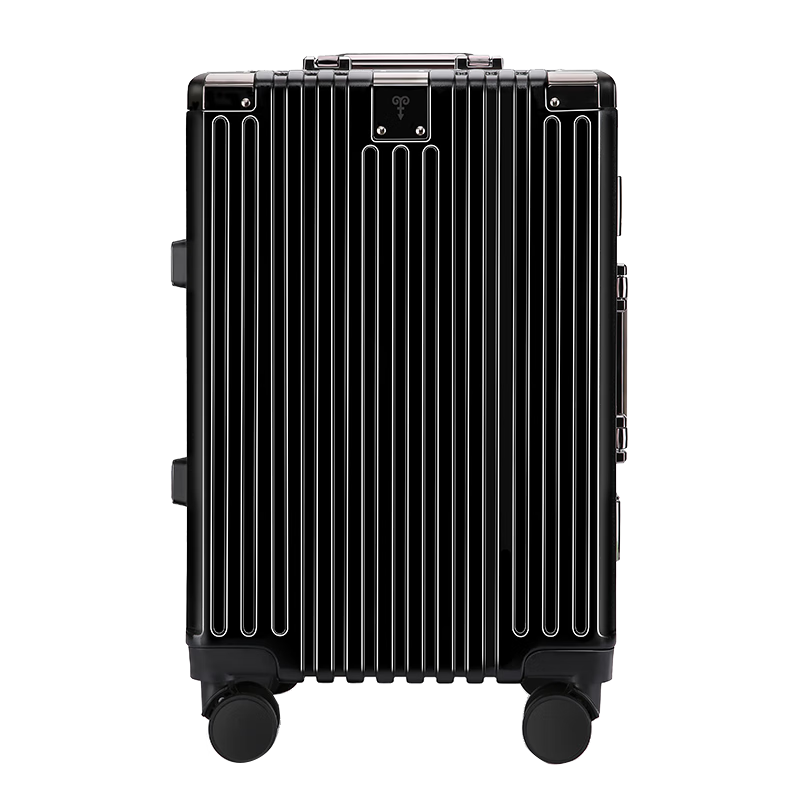 恒源祥 行李箱托运箱拉杆箱竖纹商务铝框箱HYX8066-24黑色24英寸/个