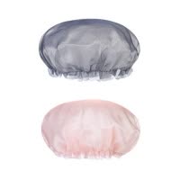 简约双层厨房炒菜防油烟帽洗澡头套帽子防水浴帽女浴室发膜帽成人 三维工匠 蓝+粉(2个装)