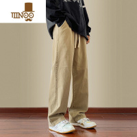 YANXU卡其色牛仔裤男夏季新款宽松直筒松紧腰裤子ins潮牌高街休闲长裤
