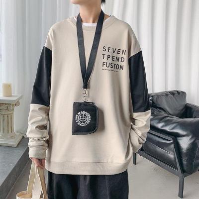 秋季ins卫衣男学生宽松情侣港风圆领青少年潮流打底衫男薄款外套