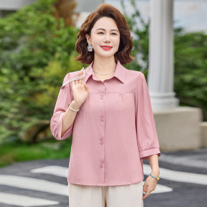 七分袖妈妈装大码宽松夏季中老年女士休闲上衣40-60岁中老年衣服