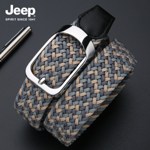 JEEP SPIRIT吉普男士双色松紧高尔夫软弹性帆布尼龙腰带皮带青年