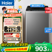 海尔(Haier)10公斤 变频 全自动 波轮洗衣机 1.0洗净比 纳米微泡净 除菌除螨 XQB100-BZ20B0