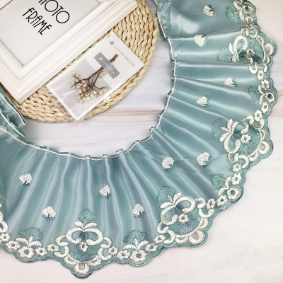 精美17公分双层闪电客带衬布蕾丝花边辅料沙发垫装饰宽边窗帘加宽底边双色大边蓝色一条（26米）宽约17厘米