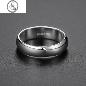 JiMi999足银银银戒指个性单身光面男生尾戒指环开口潮男银饰品可调节