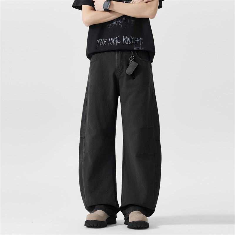美式复古解构水洗工装裤男女微喇叭显瘦宽松休闲直筒阔腿长裤