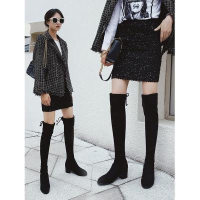 简翔中跟过膝靴长靴秋款网红瘦瘦长筒靴子女高筒平底冬秋鞋新款