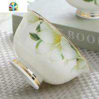 景德镇陶瓷餐具十个4.5寸米饭碗家用吃饭高脚防烫碗盘碟套装 FENGHOU 描金清雅[6英寸4个]