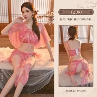 九里晴川情趣内衣女士套装诱惑古风情趣汉服角色扮演桃花睡衣分销 九里晴川TZ097[桃之妖妖古风套装-粉] 均码