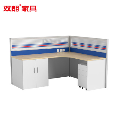 双朗 屏风工位含柜和床 SF52336BL 1800*1800*1200mm 白+蓝 套