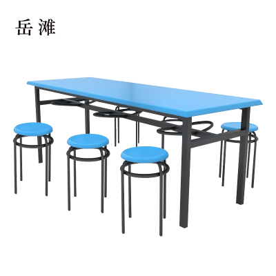 岳滩玻璃钢冷轧钢餐桌学生食堂公司职员户外桌椅组合1.6米餐桌+6把椅