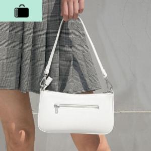 2020春夏甜美小清新法式ins百搭白色法棍腋肩斜挎手提包包女NEW LAKE 白色皮面女斜挎包 白色皮面现货