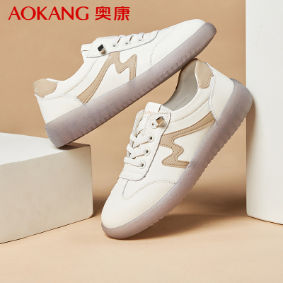 奥康(Aokang)女鞋运动休闲板鞋小白鞋女软底百搭德训鞋