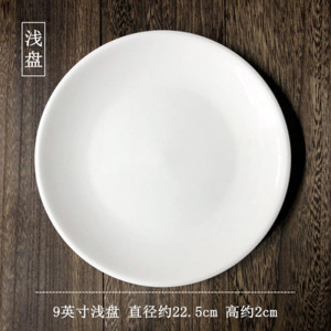 橙亿鸿 纯白陶瓷浅盘 碟子 西餐盘子 9英寸/个