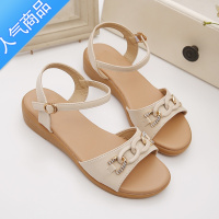 SUNTEK凉鞋女夏季2023新款时尚水钻软底低跟平底舒适防滑中老年妈妈鞋子