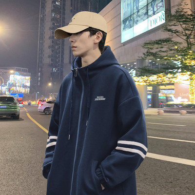 [3件8.5折135.9元,叠加优惠券]唐狮外套男休闲外套男士外套男连帽左胸小细节袖拼条开衫男外套男装