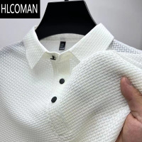 HLCOMAN凉感冰丝翻领短袖t恤男士夏季2025新款速干透气青年衫休闲潮