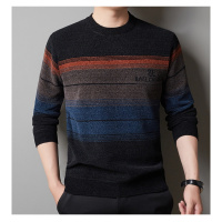 冬季新款男士雪尼尔毛衣中青年圆领加绒加厚针织衫打底衫男士毛衫