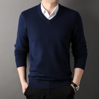 羊毛衫男冬季新款鸡心V领毛衣男套头加厚可机洗针织衫男打底_07438