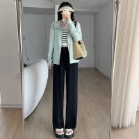 灰色阔腿裤女夏薄款新款高腰垂感直筒运动裤小个子休闲防晒裤
