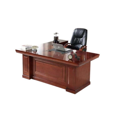 湘渭老板桌大班台总裁桌椅组合贴实木皮办公桌简约单人主管经理桌2.4米+侧柜+小柜+椅子