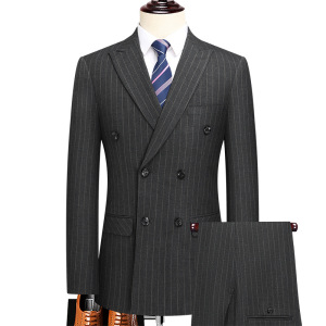 仿毛料西服套装商务中年男士西装正装职业婚礼西服套西男