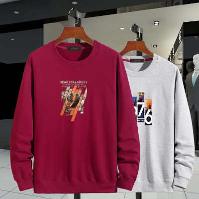 PMMP大码男装春季新品加肥加大宽松圆领长袖体恤潮胖子百搭休闲卫衣男