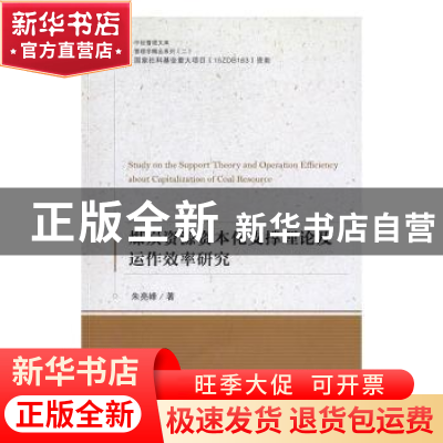 正版 煤炭资源资本化支撑理论及运作效率研究 朱亮峰著 中国经济
