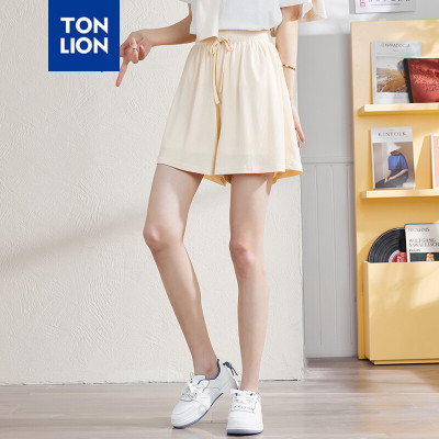 [3件8.5折42.4元,叠加优惠券]唐狮春夏新款高腰短裤女休闲裤百搭灰色运动短裤女宽松显瘦