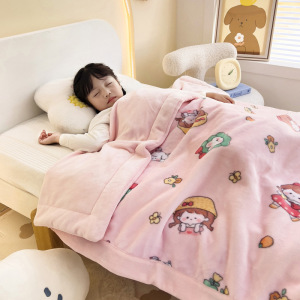 婴童牛奶绒毛毯冬季加绒加厚盖被珊瑚绒幼儿园宿舍午睡毯沙发毯子