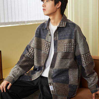 [3件8.5折152.9元,叠加优惠券]预唐狮冬季新款格子衬衫男翻领长袖衬衫男保暖休闲男士衬衫