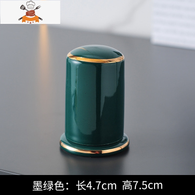 欧式牙签筒轻奢陶瓷牙签罐盒创意家用客厅酒店餐厅个性棉签桶收纳 敬平 纯绿色