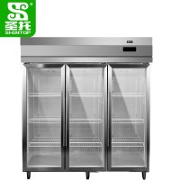圣托(Shentop)三玻璃门展示柜 风冷冷藏保鲜冰柜 大型不锈钢商用厨房冷柜 DHA01