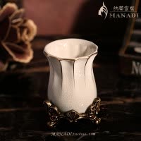 陶瓷欧式简约洗漱杯家居水杯浴室情侣刷牙杯卫浴牙缸创意漱口杯 三维工匠 圆口杯