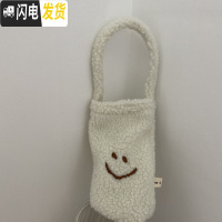 三维工匠阿宝-自制韩国ins手绘可爱卡通女生保冷保温杯纯白便携不锈钢水杯 杯子(350)+米黄毛绒杯货