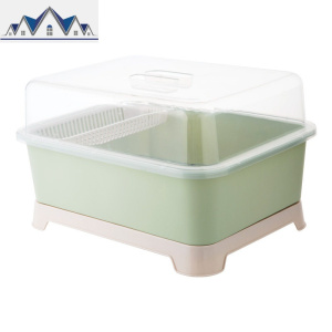 带盖放碗架装筷笼橱具收纳箱厨房盘子收纳储物盒沥水置物架 三维工匠