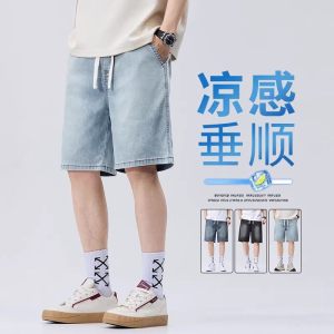牛仔短裤男士春夏薄款潮牌星空直筒休闲五分宽松帅气裤子2026新款