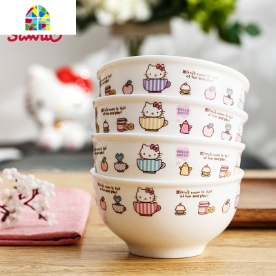 碗碟套装家用陶瓷碗可爱少女心卡通饭碗菜盘餐具小套装 FENGHOU 美味诱惑两碗两盘两筷4.5英寸碗7英寸盘