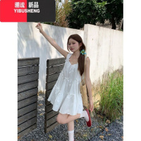 YIBUSHENG纯色立体蝴蝶结无袖背心连衣裙女季宽松蛋糕蓬蓬裙短裙